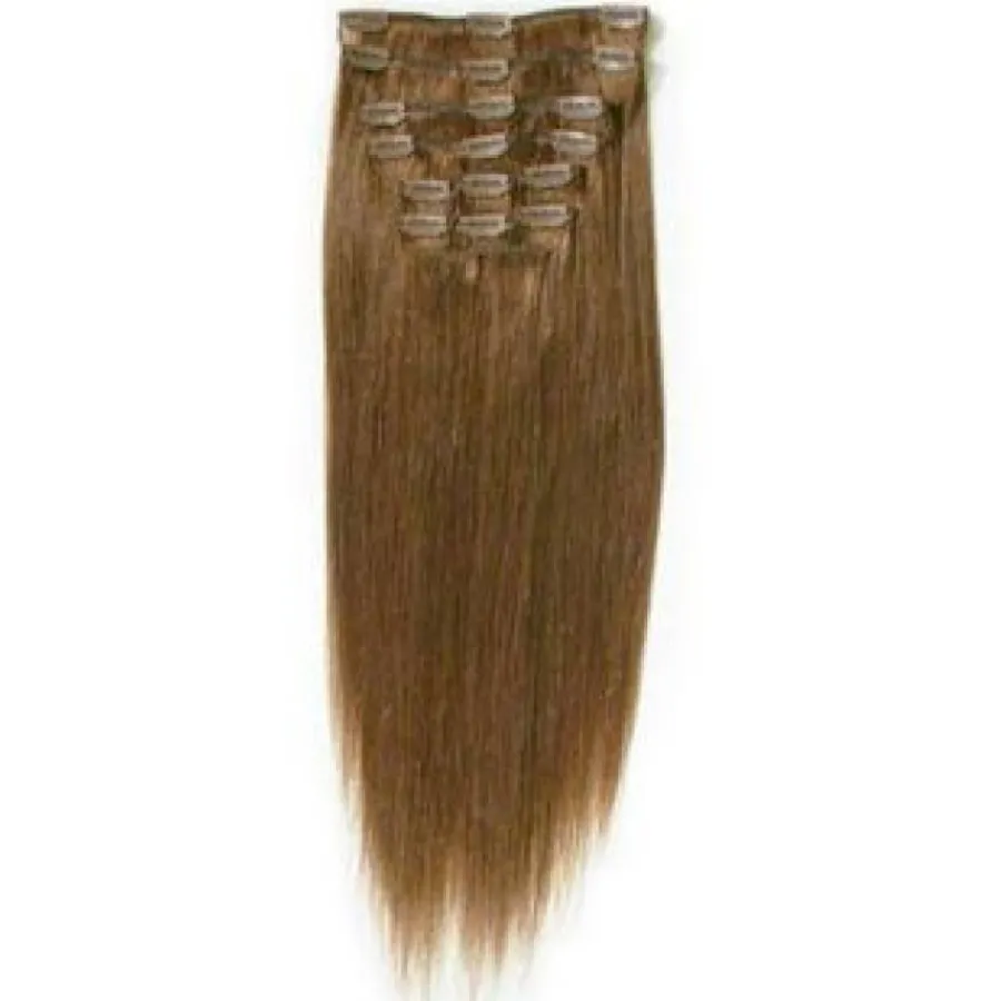 Hair Extensions Etusivu|Clip-On - 40cm-40 cm Clip-On hiustenpidennykset, ruskea 6#