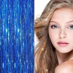 FashionGirl Etusivu|Glitter Extensions-Bling Hopea glitter hiustenpidennykset 100 kpl glitter hiuslankoja 80 cm - Sininen