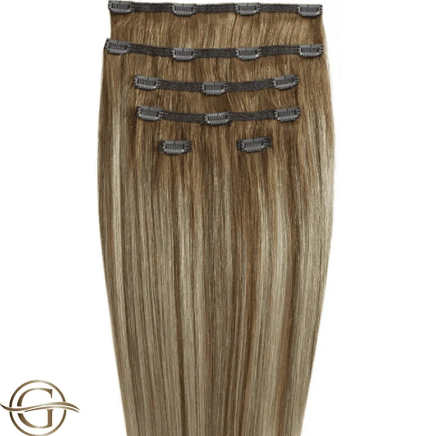 FashionGirl24 Etusivu|Synteettiset Hiukset-Clip on hair extensions #12/613 Dark Blonde mix - 7 pieces - 50 cm | Gold24