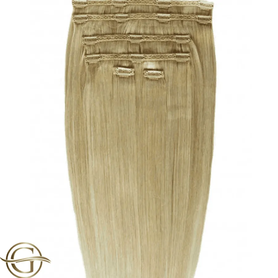 FashionGirl Etusivu|Synteettiset Hiukset-Clip on hair extensions #27 Medium Golden Blonde - 7 pieces - 60 cm | Gold24