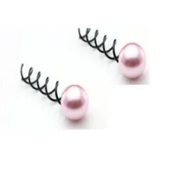 Hair Accessories Etusivu|Kierrepinnit-Kierrepinni, 2kpl, musta varsi, pinkki helmi
