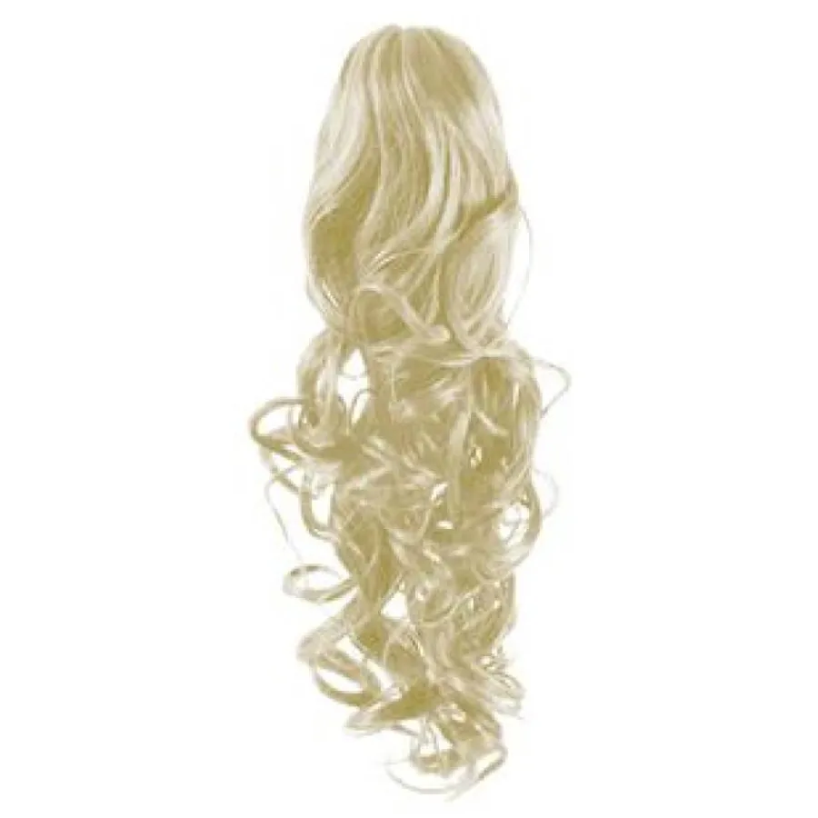 Hair Extensions Etusivu|Clip-on Ponihännät-Ponihäntä/kampaushiuslisäke, kihara, platinanvaalea 60#
