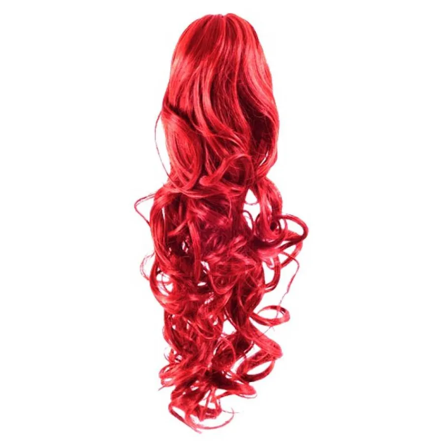 Hair Extensions Etusivu|Clip-on Ponihännät-Ponihäntä/kampauslisäke, kihara, kirkkaanpunainen