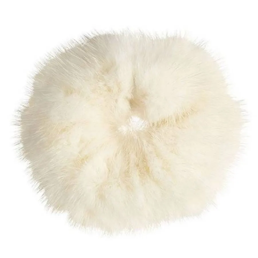 Misc Etusivu|Hiusdonitsit-Ponnari karvalla - Tekokarva Scrunchie-hiuslenkit , Valkoinen