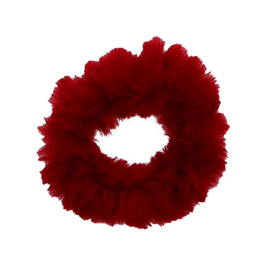 FashionGirl24 Etusivu|Hiusdonitsit-Ponnari Karvalla - Tekokarva Scrunchie-hiuslenkki , Punainen