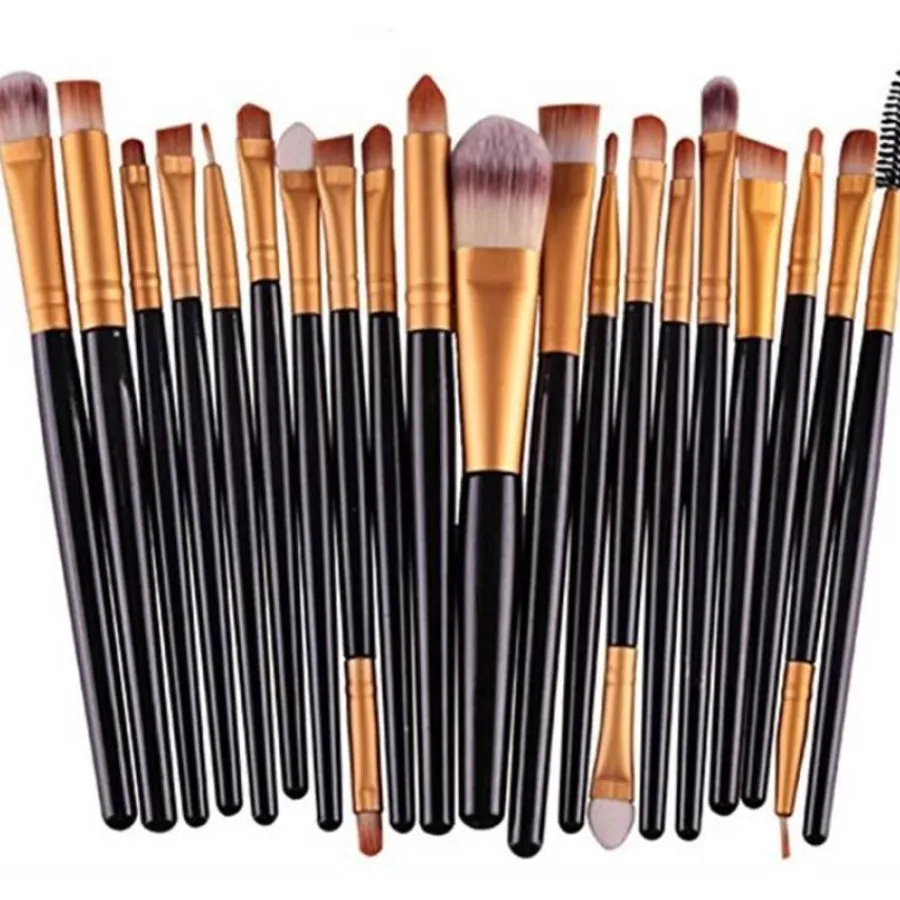 FashionGirl Etusivu|Meikkisudit Ja -siveltimet-Professional meikki harjat 20 kpl. - Kulta / musta
