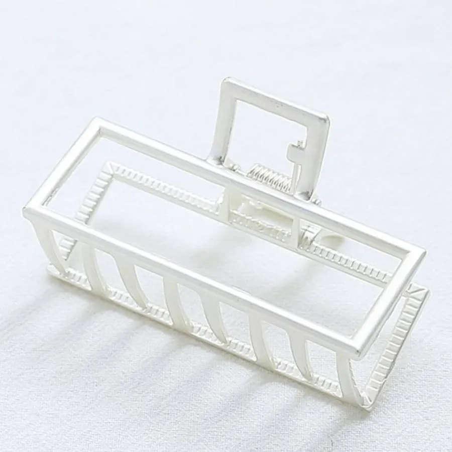 SOHO Merkit|Etusivu-Small Square Metal Hiusten puristin - Mat hopea