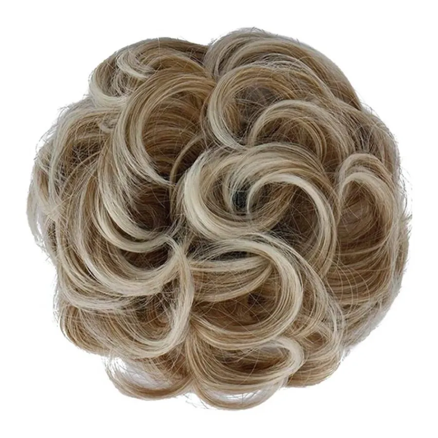FashionGirl Etusivu|Hiusvalkit Ja Donitsit-Sotkuinen pulla hiustenlasku rypistyneillä keinotekoisilla hiuksilla - 6AT88 Strawberry Blonde & Platinum Blonde
