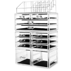 FashionGirl24 Etusivu|Meikkitelineet-UNIQ  XXL Organizer, 12 laatikkoa ja 16 lokeroa - Läpinäkyvä